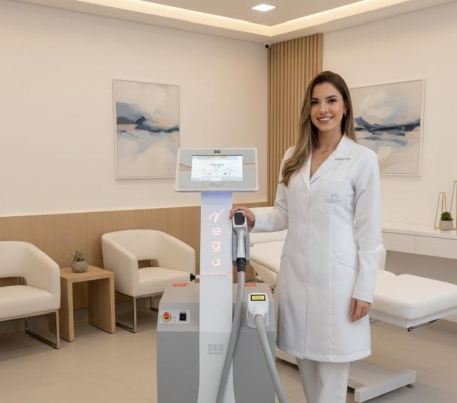 Clinica de estética com o Vega, Laser de epilação Triple Wave da Ibramed